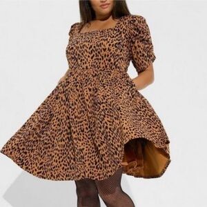 Betsey Johnson for Torrid size 3 cheetah skater dress with a fluffy twirl skirt